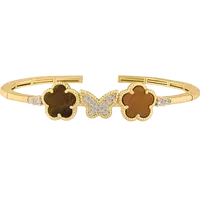 CZ Pavé Butterfly & Clover Flex Bracelet