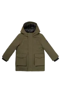 Kids' Hooded Parka Jacket With Logo Placket- Men's Boys Size