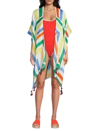 Women's Summer Breeze Multi-Stripe Tassel Kimono