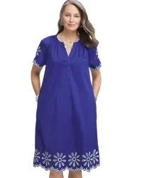 Embroidered Poplin Popover Dress